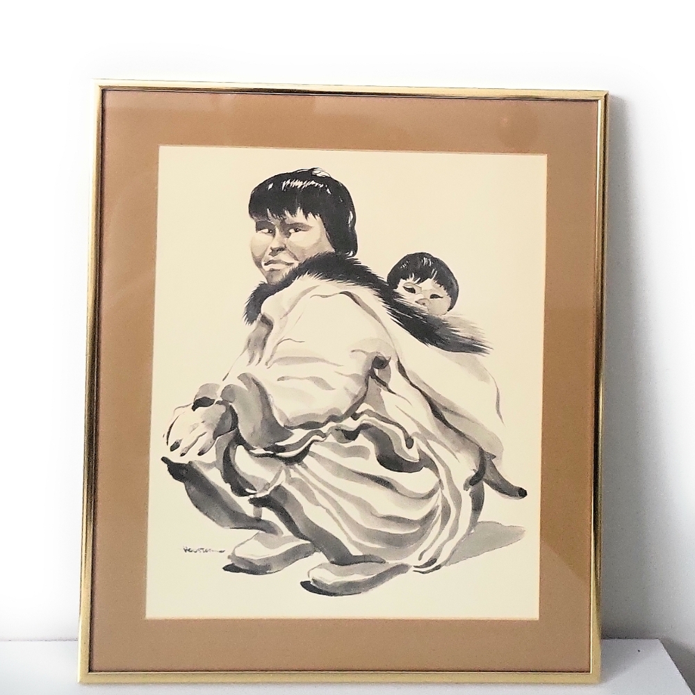 An Inuit Woman Carrying A Child In An Amauti. James Archibald Houston Print.